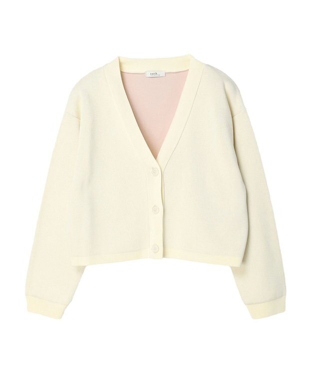 earth music&ecology バイカラースポンディッシュカーディガン Ivory