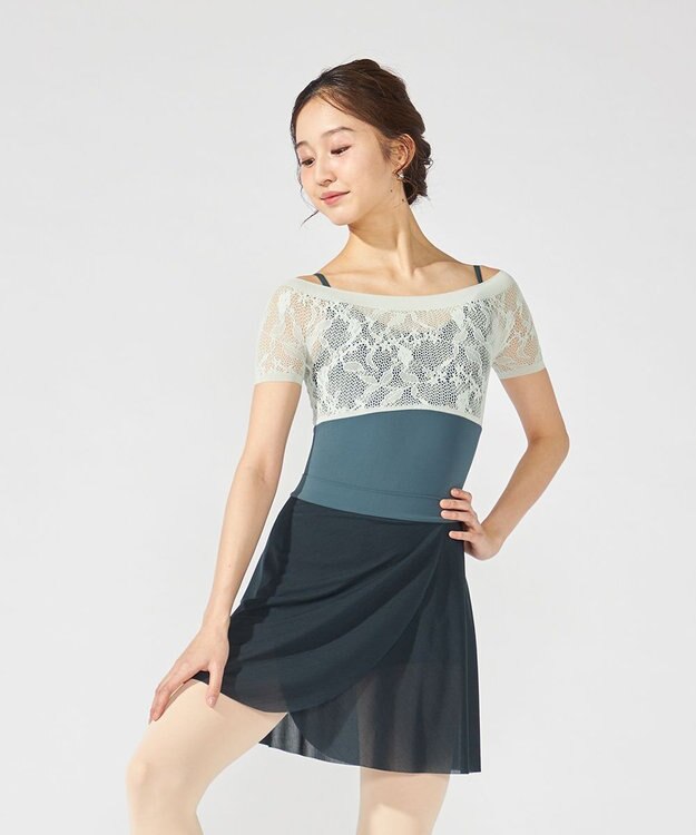 Chacott ハーフスリーブレオタード エメラルドグリーン