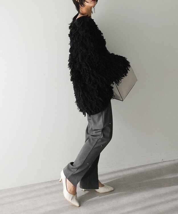 Green Parks フリンジニットカーディガン Black