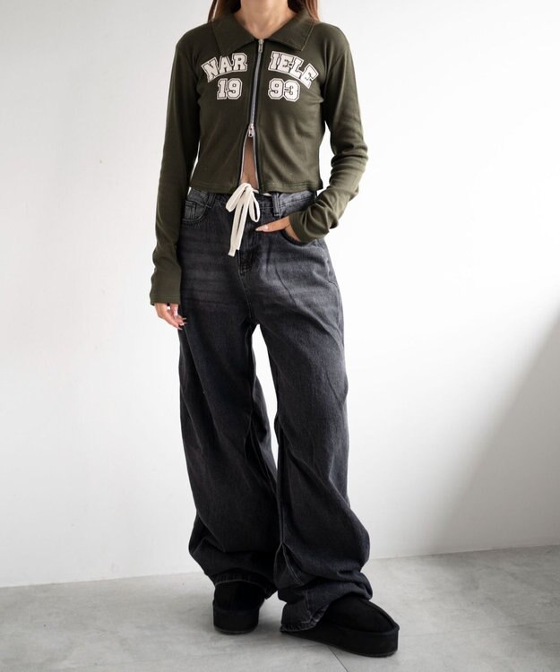 WEGO WジップナンバリングロゴロンT カーキ