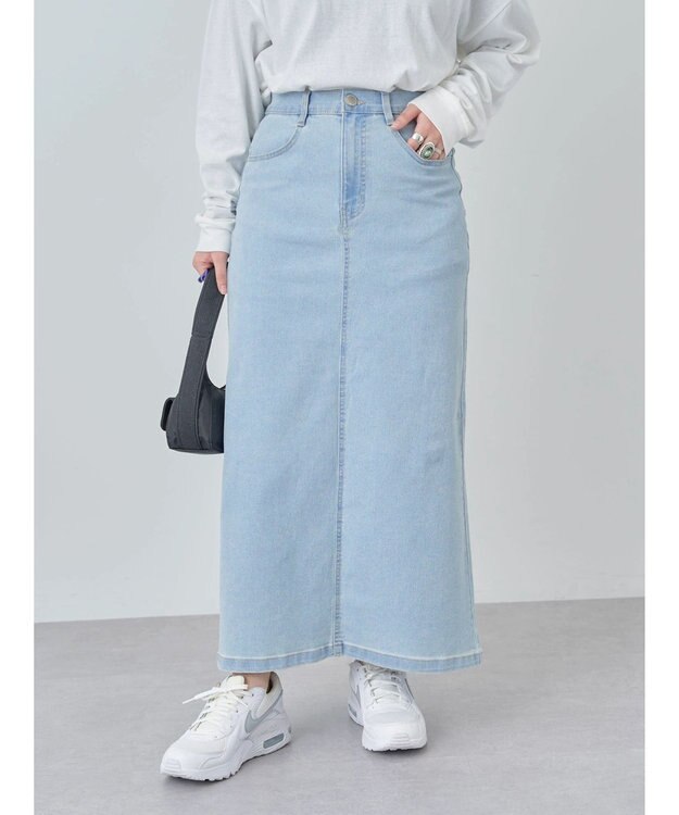 Green Parks ＧＵＭストレッチタイトデニムスカート Light Blue