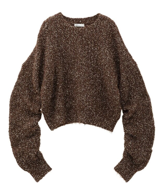 CRAFT STANDARD BOUTIQUE シャーリングスリーブニットプルオーバー Brown