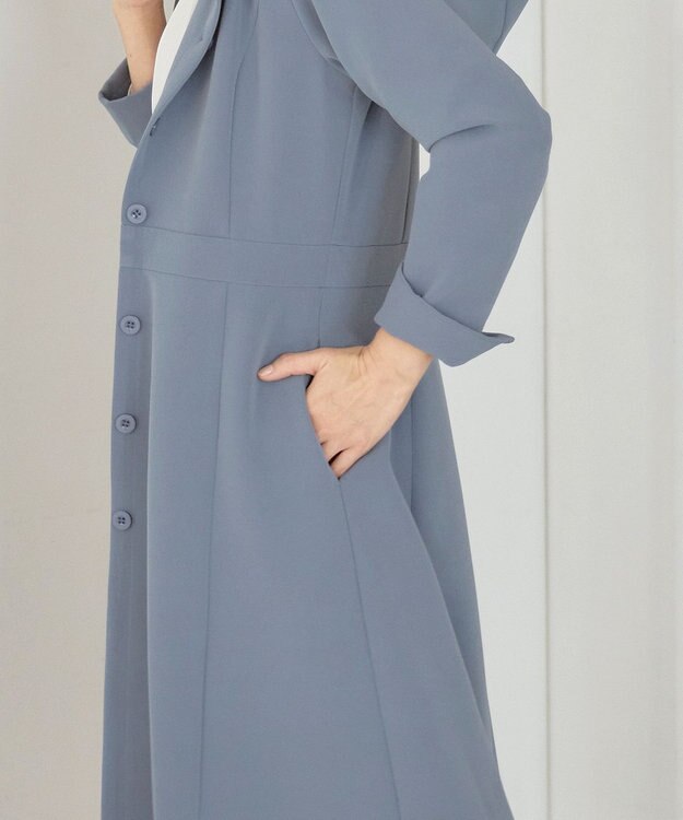 Tiaclasse L 【新色追加・洗える】フーデッドフレアコート ブルー