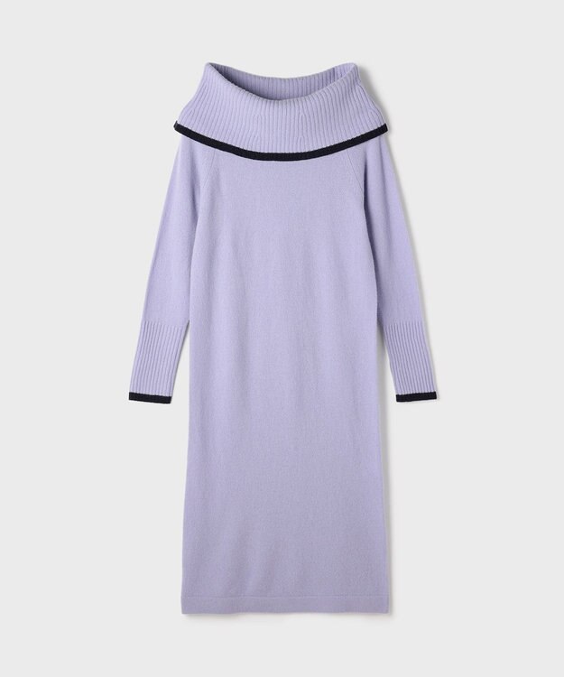 GRACE CONTINENTAL バイカラーオフショルニットワンピース ラベンダー