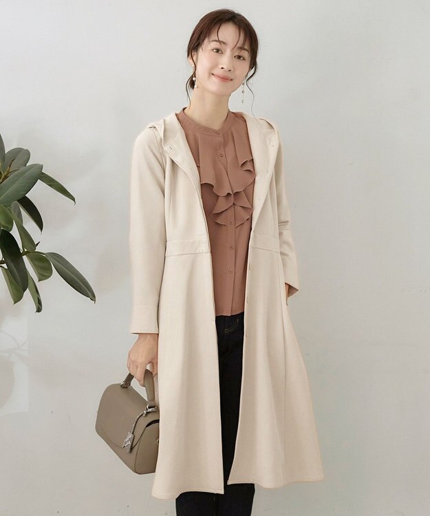 Tiaclasse L 【新色追加・洗える】フーデッドフレアコート アイボリー