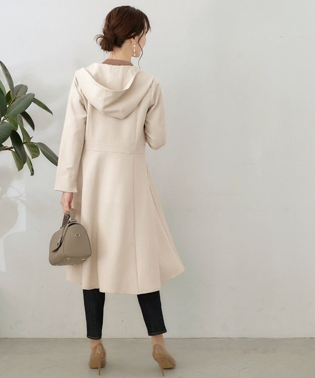 Tiaclasse L 【新色追加・洗える】フーデッドフレアコート アイボリー