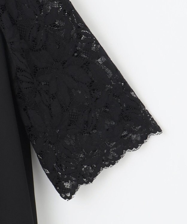 自由区 L 【17号サイズまで展開】フラワーレースダブルクロス ワンピース ブラック