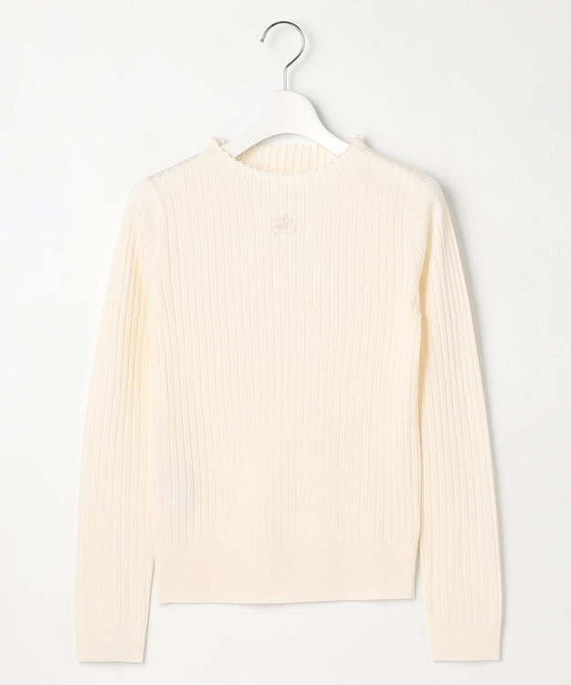 Feroux 【洗える】ロゴリブ プルオーバー ニット アイボリー系