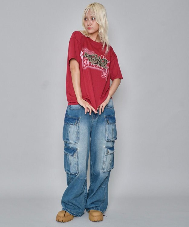 WEGO 【ユニセックス着用ITEM】パターンアップリケグラフィックT（SS） ワイン