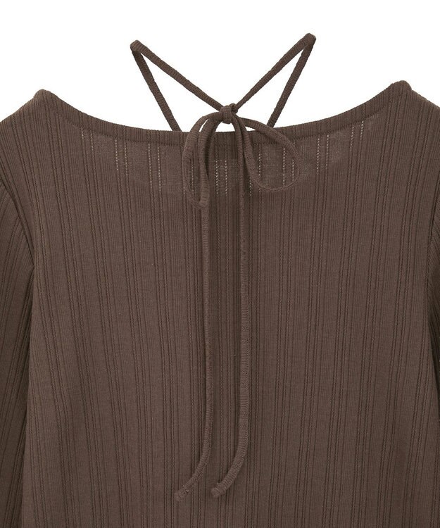 earth music&ecology チェーンリブホルターネックプルオーバー Brown