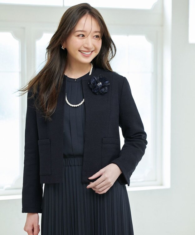 ANY L ツイードジャケット ネイビー