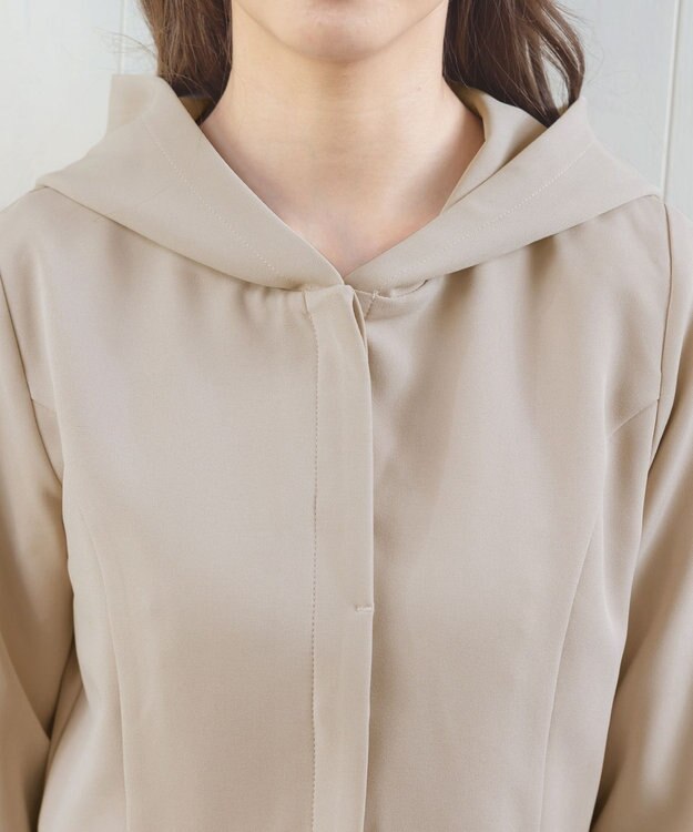 Tiaclasse L 【新色追加・洗える】フーデッドフレアコート アイボリー