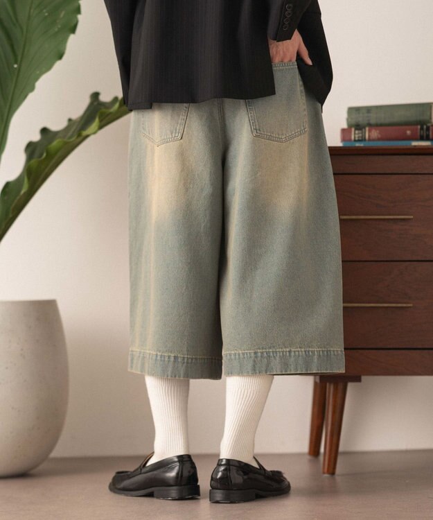 WEGO クロップドワイドデニムパンツ デニム淡加工色