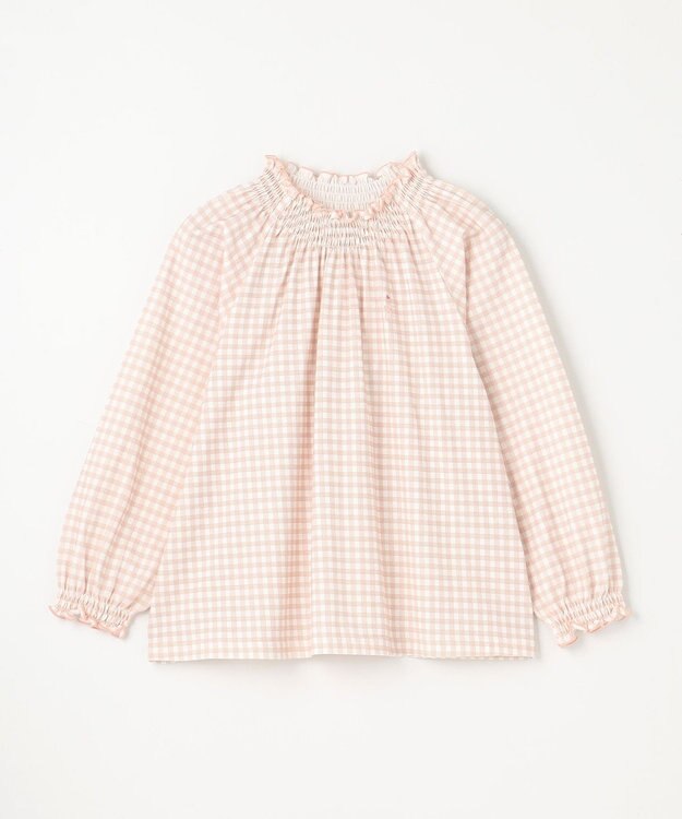 組曲 KIDS 【110-140㎝】シャーリングチェック トップス ピンクベージュ系5