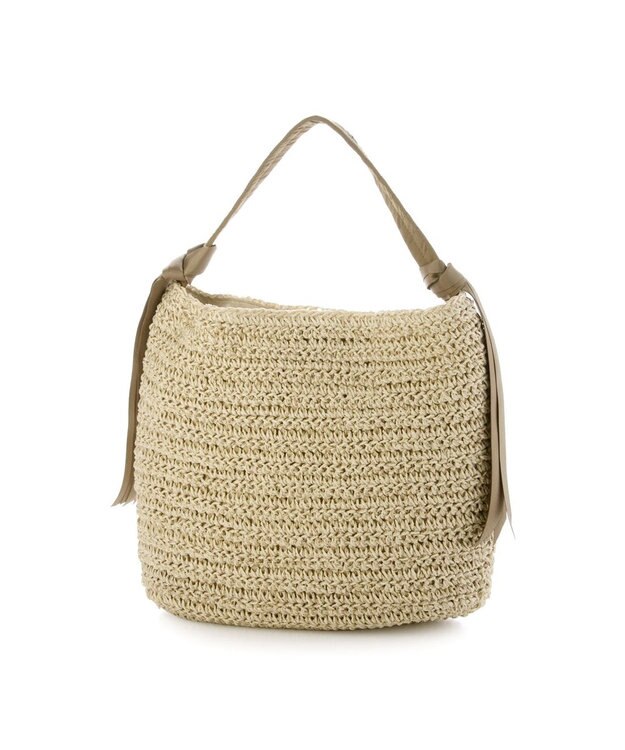 UNBILLION カシュカシュ cachecache / 下がりグログラン地柄編みトート カゴバッグ ベージュ