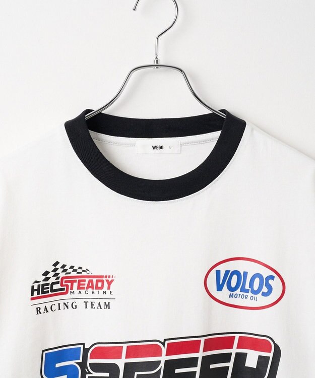 WEGO 【ユニセックス着用ITEM/手洗い可/MLサイズ】レーシングロゴTシャツ ホワイト