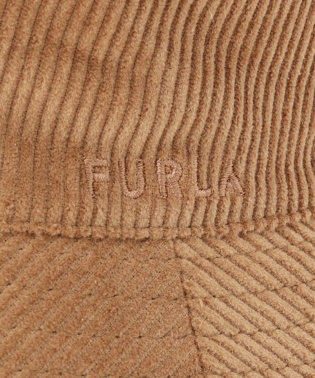 MOONBAT FURLA コール天バケットハット／ロゴ刺繍 キャメル