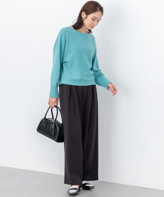 組曲 L 【加藤ローサさん着用】ラメストライプ ワイドパンツ ブラック系1