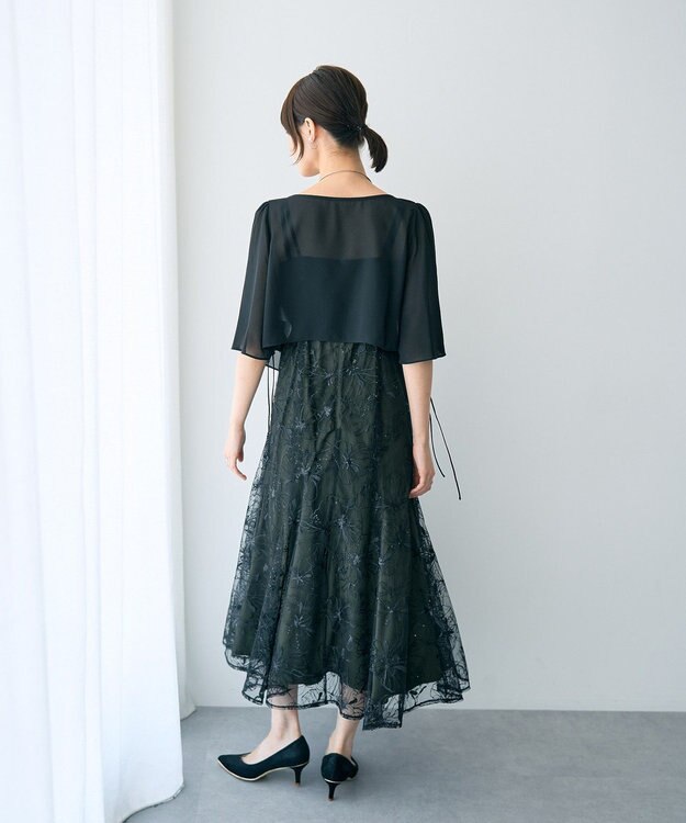 YECCA VECCA 【2点SET】フラワー柄スパンコール刺繍ドレス Green