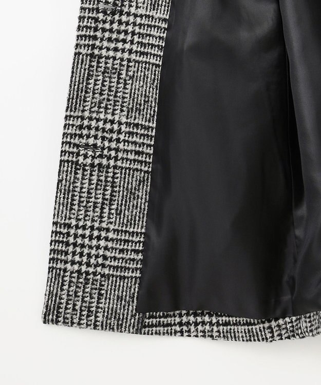 J.PRESS LADIES ループCheck ステンカラー コート ホワイト×ブラック系