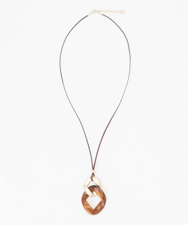 J.PRESS LADIES 【WEB限定】マーブルコンビ レザー ネックレス ブラウン系