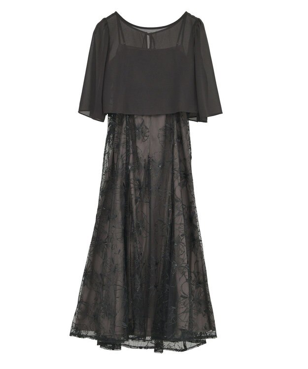 YECCA VECCA 【2点SET】フラワー柄スパンコール刺繍ドレス Charcoal Gray