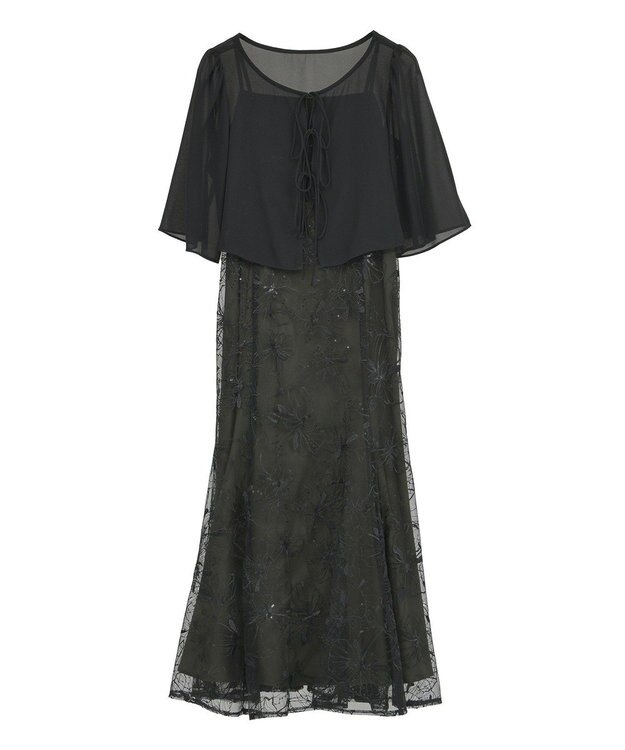 YECCA VECCA 【2点SET】フラワー柄スパンコール刺繍ドレス Green