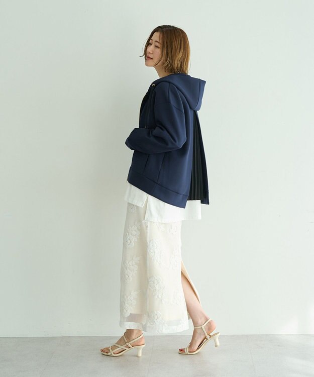 YECCA VECCA バックプリーツZIPフーディー Light Beige