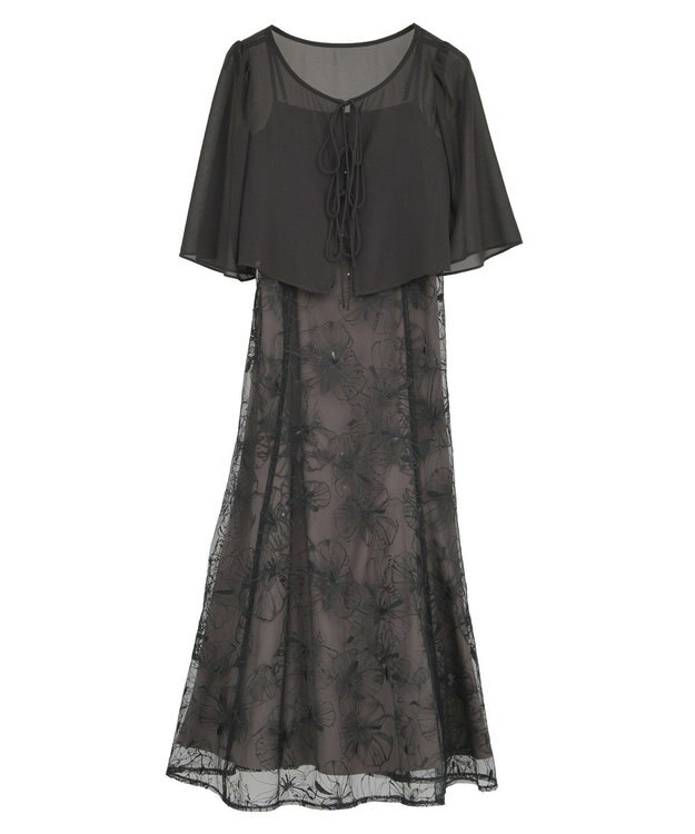 YECCA VECCA 【2点SET】フラワー柄スパンコール刺繍ドレス Charcoal Gray