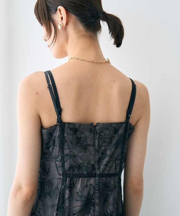 YECCA VECCA 【2点SET】フラワー柄スパンコール刺繍ドレス Charcoal Gray