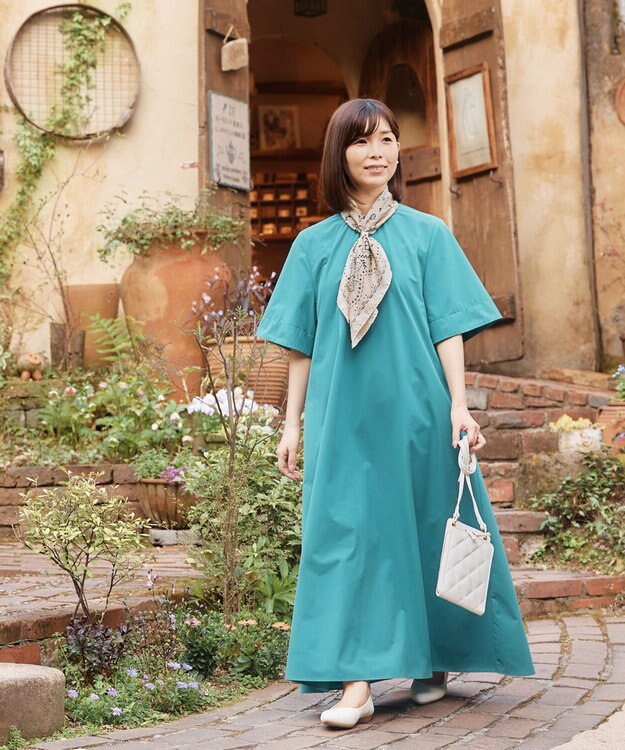 UNFILO 【洗える/軽量】FINE MOVE Aラインワンピース グリーン