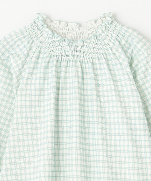 組曲 KIDS 【110-140㎝】シャーリングチェック トップス ミント系5