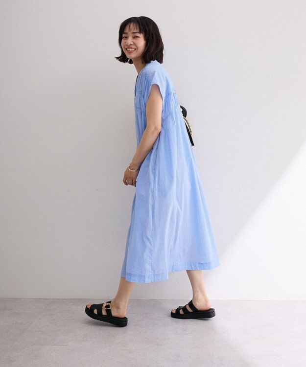 Green Parks フレンチスリーブシャーリングワンピース Stripe