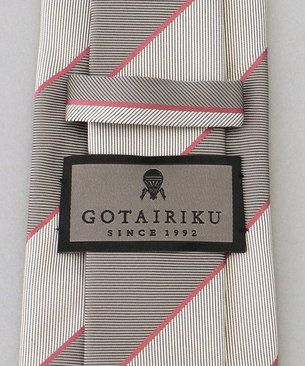 GOTAIRIKU  GOTAIRIKU別注【日本製】シルク ネクタイ_レジメンタル柄 グレー×ブラウン