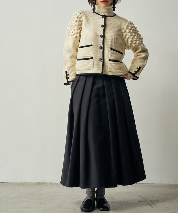 muuc トリプルクロス タックフレアスカート｜軽くてふっくらした三重織り生地・セットアップ可能 ブラック