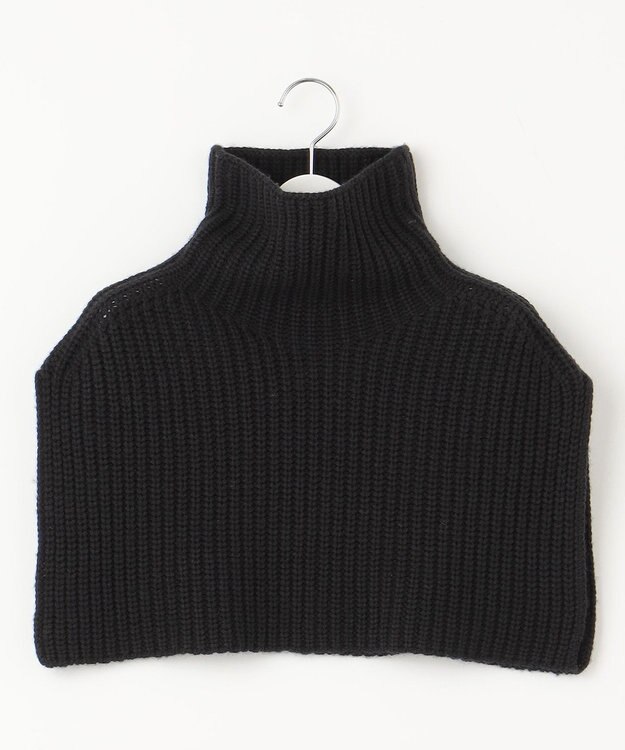 自由区 【洗える】ウールブレンドバルキー ネックウォーマー ブラック系