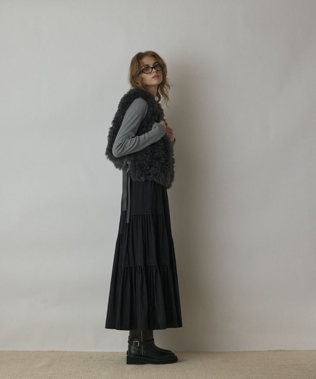 GRACE CONTINENTAL ティアードロングスカート ブラック