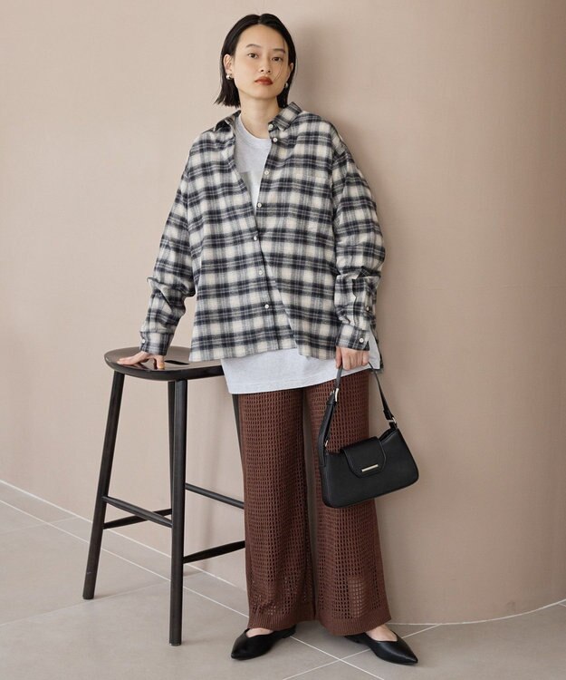 AMERICAN HOLIC ビエラ起毛チェックシャツ Gray