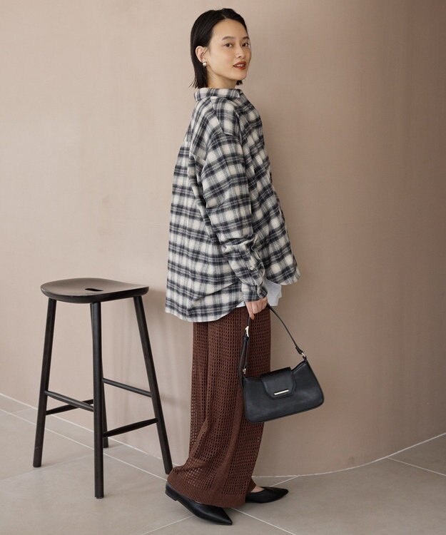 AMERICAN HOLIC ビエラ起毛チェックシャツ Gray