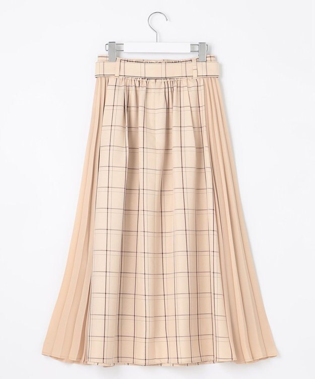 Feroux 【洗える】プリーツコンビチェック スカート ベージュ系3