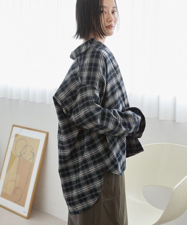 AMERICAN HOLIC ビエラ起毛チェックシャツ Black