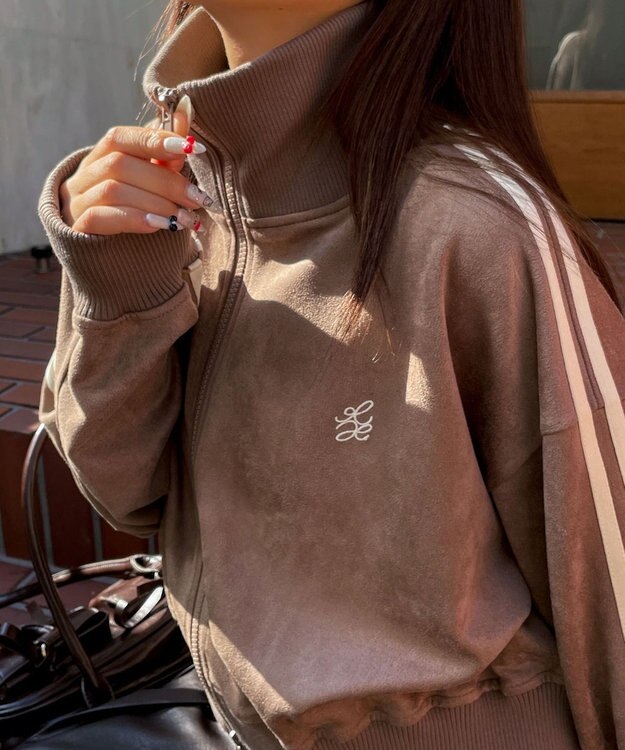 WEGO スエードポンチクロップドトラックジャケット ブラウン