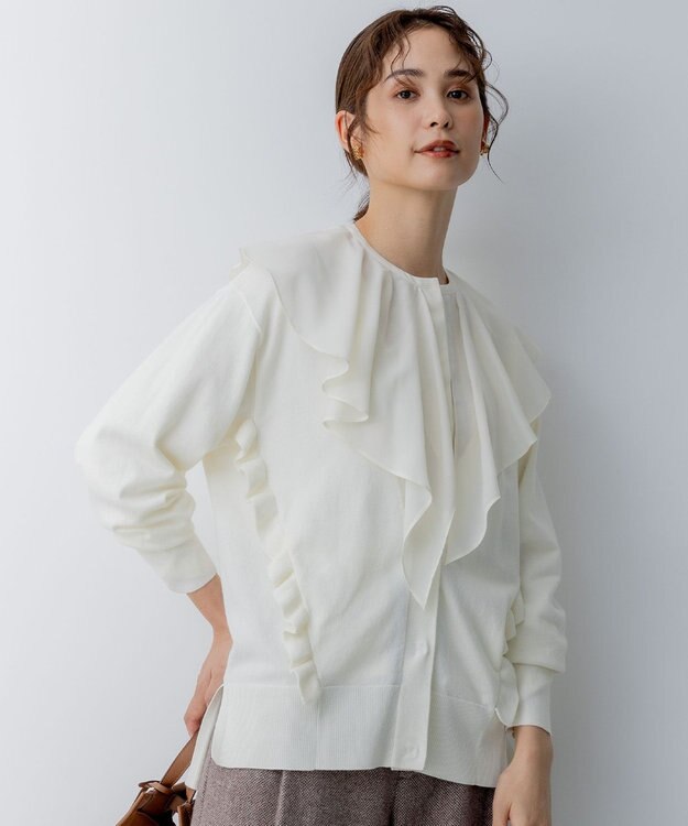 組曲 L シフォンツイルラッフル ブラウス アイボリー系