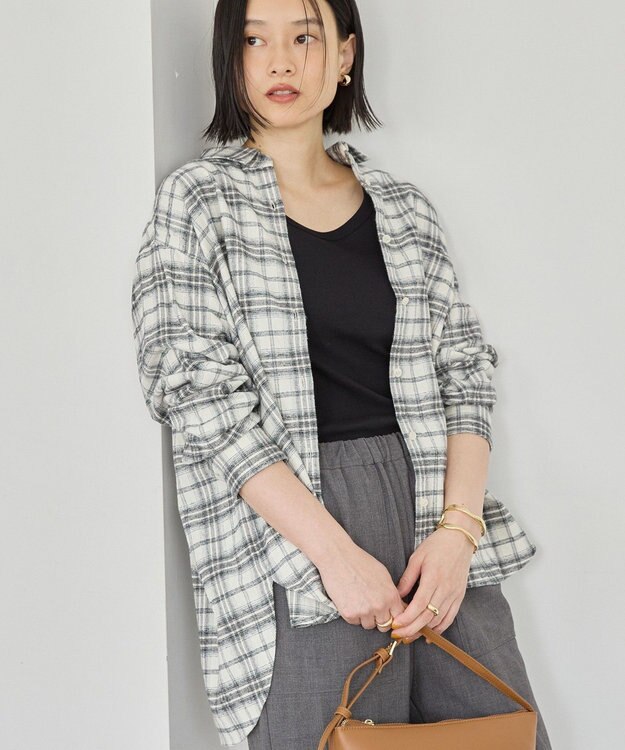 AMERICAN HOLIC ビエラ起毛チェックシャツ Ivory