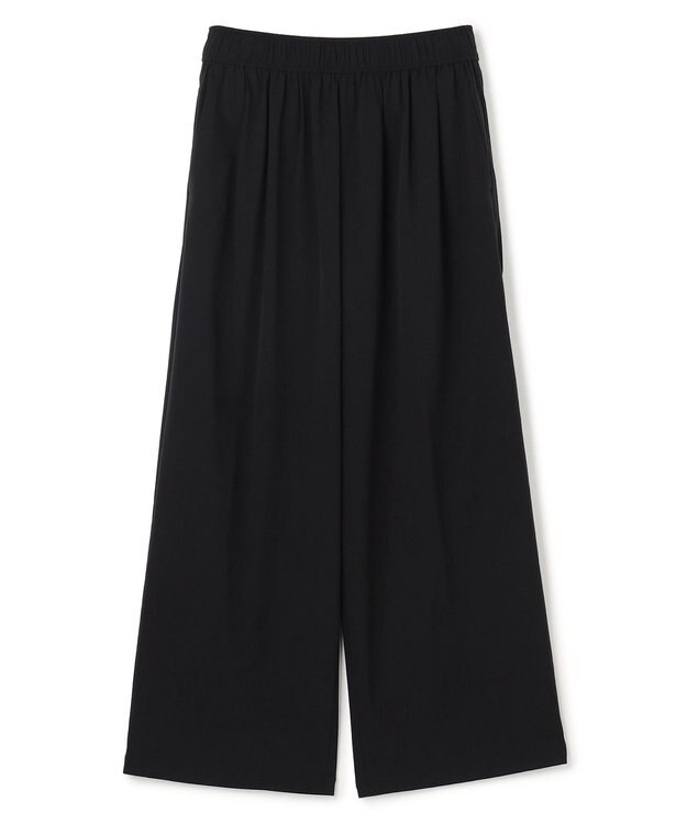 UNFILO 【セットアップ着用可/ウエストゴム】FINE MOVE ギャザーワイドパンツ ブラック