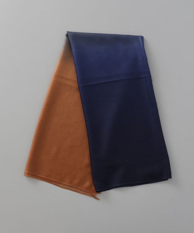 AURORA 【 LANVIN COLLECTION（ランバン コレクション） 】カシミヤ100%薄手オンブレーストール ネイビー