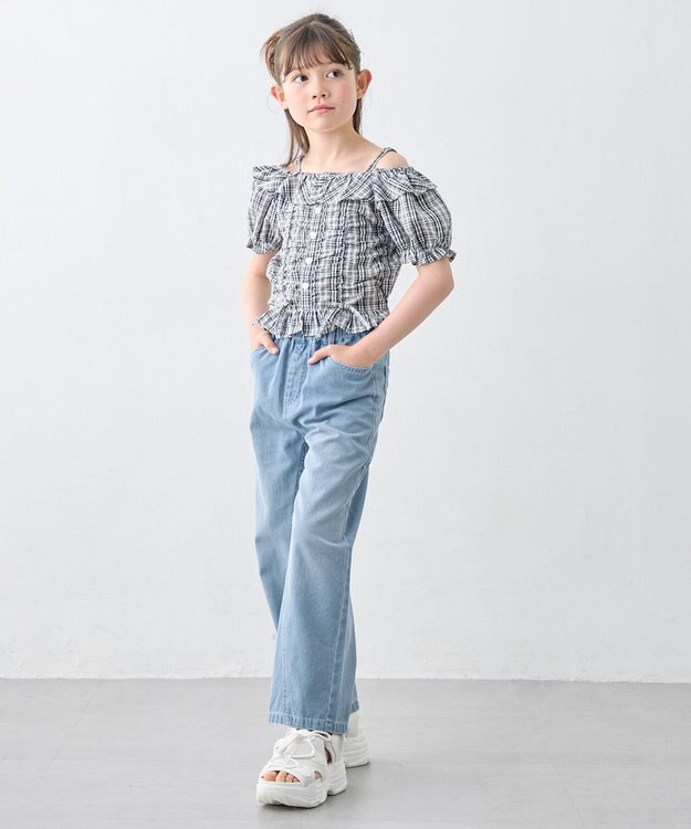 ANY KIDS 【洗濯機可能】2WAY チェックブラウス ブラック