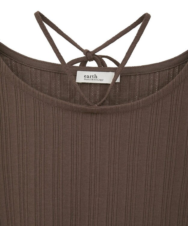 earth music&ecology チェーンリブホルターネックプルオーバー Brown