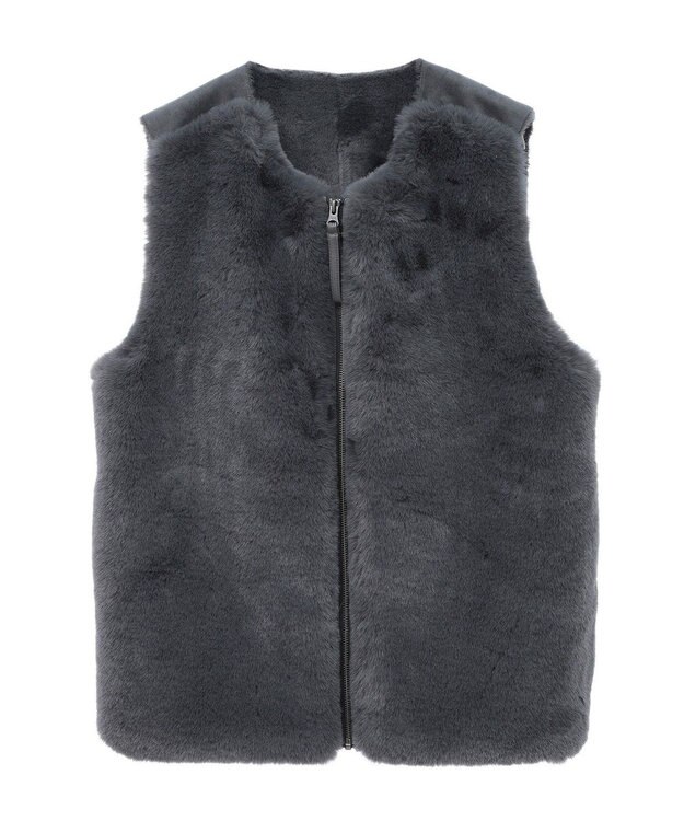 CRAFT STANDARD BOUTIQUE エコファー×ムートンチュニックベスト Charcoal Gray