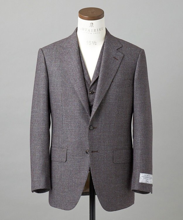 GOTAIRIKU 【CANONICO/カノニコ】 ヴィンテージ サキソニー3ピーススーツ （ブラウンミックス） ダークブラウン系8